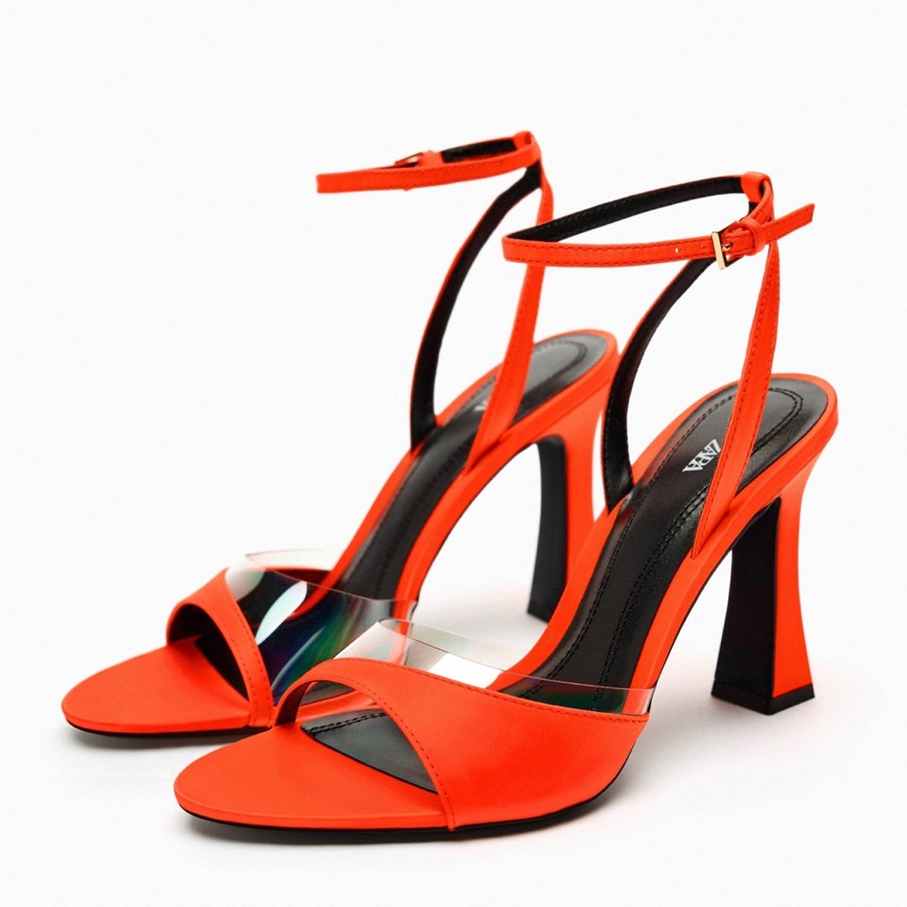 Zara Heeled Satin Effect Sandal